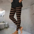 thumbnail image 6 of Feancey Womens Leggings Halloween High Waisted Yoga Pants Buttery Soft Casual Striped Printed Workout Tights Vintage Holiday Party Leggings Coffee S, 6 of 10