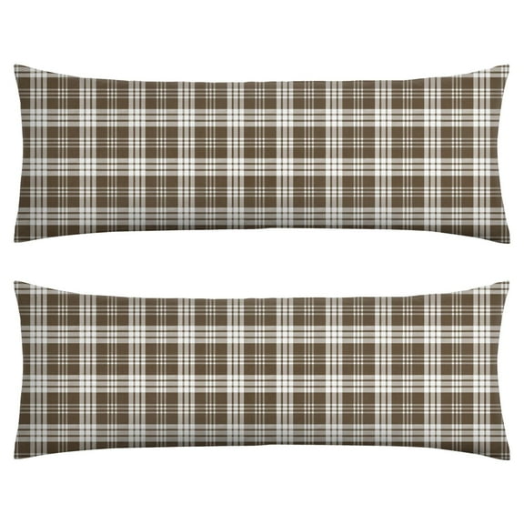 Rustic Plaid Body Pillow Cover 20x54 - Cozy Full-Length Pillowcase with Invisible Zipper, Geometric Print Pillow Slipcover for Sleeping, Maternity & Travel