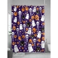 thumbnail image 5 of Fsddascl Halloween Purple Shower Curtain Set - Long 72" x 84" Washable Bathtub Curtain with 12 Hooks, Black White Ghost Orange Skull Pumpkin Waterproof Fabric Stall Shower Curtains for Bathroom, 5 of 6
