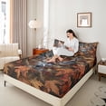 thumbnail image 4 of Feelyou Reindeer Elk Adult Full Size Sheets, Maple Leaves Plant Bed Sheets, 4-Piece, 4 of 7