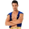 thumbnail image 3 of Zaldita Men's Cap Sleeve V Neckline Braided Trimming Vest Halloween Holiday Waistcoat Dress Up Royal Blue L, 3 of 5