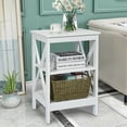 thumbnail image 3 of Gymax 3-Tier Nightstand End Table X Design Storage Display Shelf Living Room White, 3 of 10