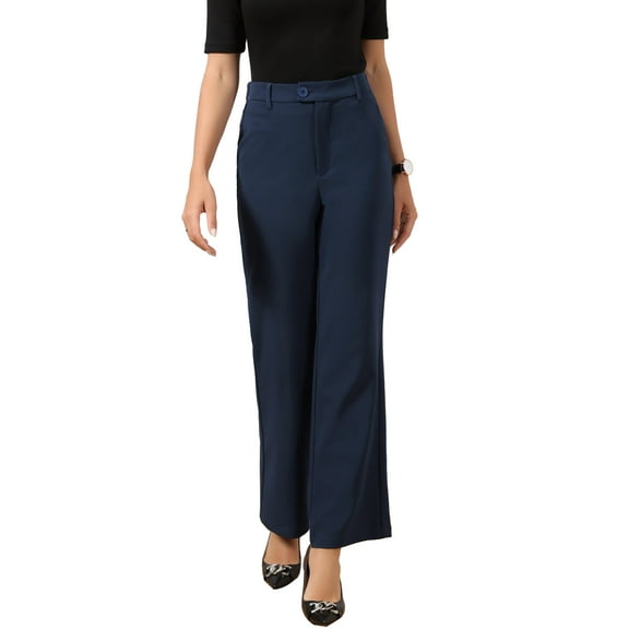 INSPIRE CHIC Wide Leg Pants for Women's High Waisted Business Work Casual Trousers Straight Suit Pant XS Dark Blue