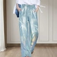 thumbnail image 2 of QHFBli Womens Metallic Mid Rise Silver Jeans Straight Fit Gold Plating Denim Pants, 2 of 4