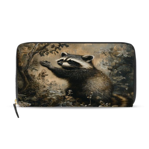 Qxltty The Cute Raccoon Women's Leather Wallet Fashion Retro Multi Card Holder with Cell Phone Pocket Mothers Day Gifts