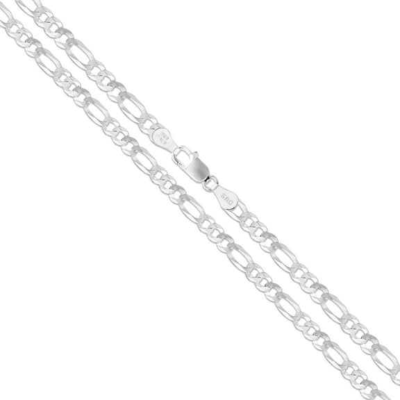 Men's 5.3mm Solid .925 Sterling Silver Flat Figaro Chain Link Italy Necklace 28" Jewelry Female
