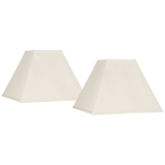 Springcrest Collection Set of 2 Square Lamp Shades Beige Large 7" Top x 17" Bottom x 13" Slant Spider with Replacement Harp and Finial Fitting