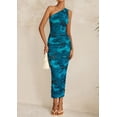 thumbnail image 3 of Vestido PRETTYGARDEN de un Hombro con Frunces y Estampado Floral XL, 3 of 8