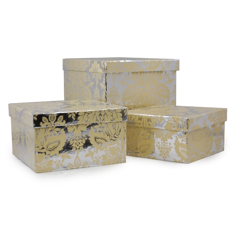 Square Gift Box with Lid Set of Three Designer I