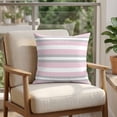 thumbnail image 4 of Pillow Covers 18x18 Set of 2, Pink Grey Stripe Square Throw Pillow Covers for Couch/Sofa/Living Room, Minimalist Farmhouse Striped Decorative Soft Pillowcases for Couch Throw Pillows, 4 of 9
