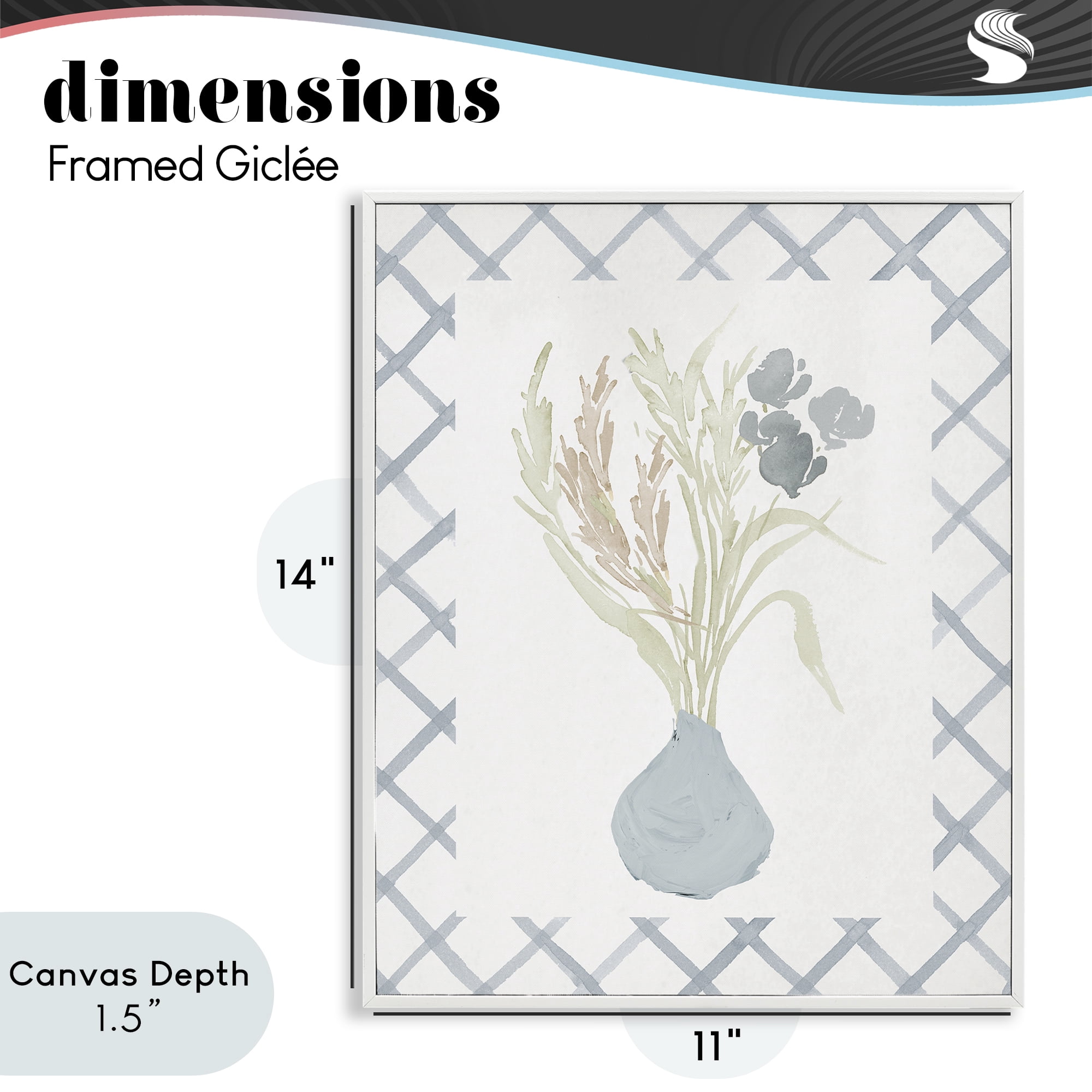 Stupell Industries Soft Blue Anna Bouquet White Framed Giclee Art, design by Elizabeth Medley