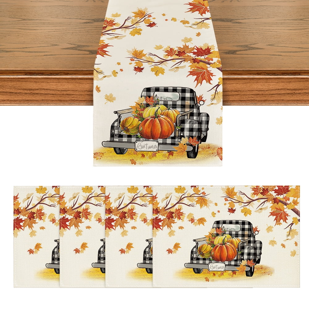 Artoid Mode Fall Table Runner And Placemats, 13 X 72, 12 X 18, Maple ...