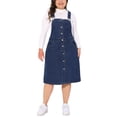 thumbnail image 2 of Vestido de mezclilla de talla grande Agnes Orinda para mujeres, con botones frontales, tirantes ajustables y falda tipo suspender 1X azul oscuro, 2 of 6