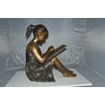 thumbnail image 6 of Nifao Girl reading from a notebook Bronze Statue – Home Office Decor Sculpture, 26"L x 16"W x 25"H, 6 of 10