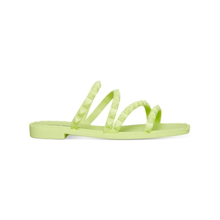 STEVE MADDEN Womens Green Studded Strappy Skyler J Square Toe Block Heel Slip On Slide Sandals Shoes 8 M