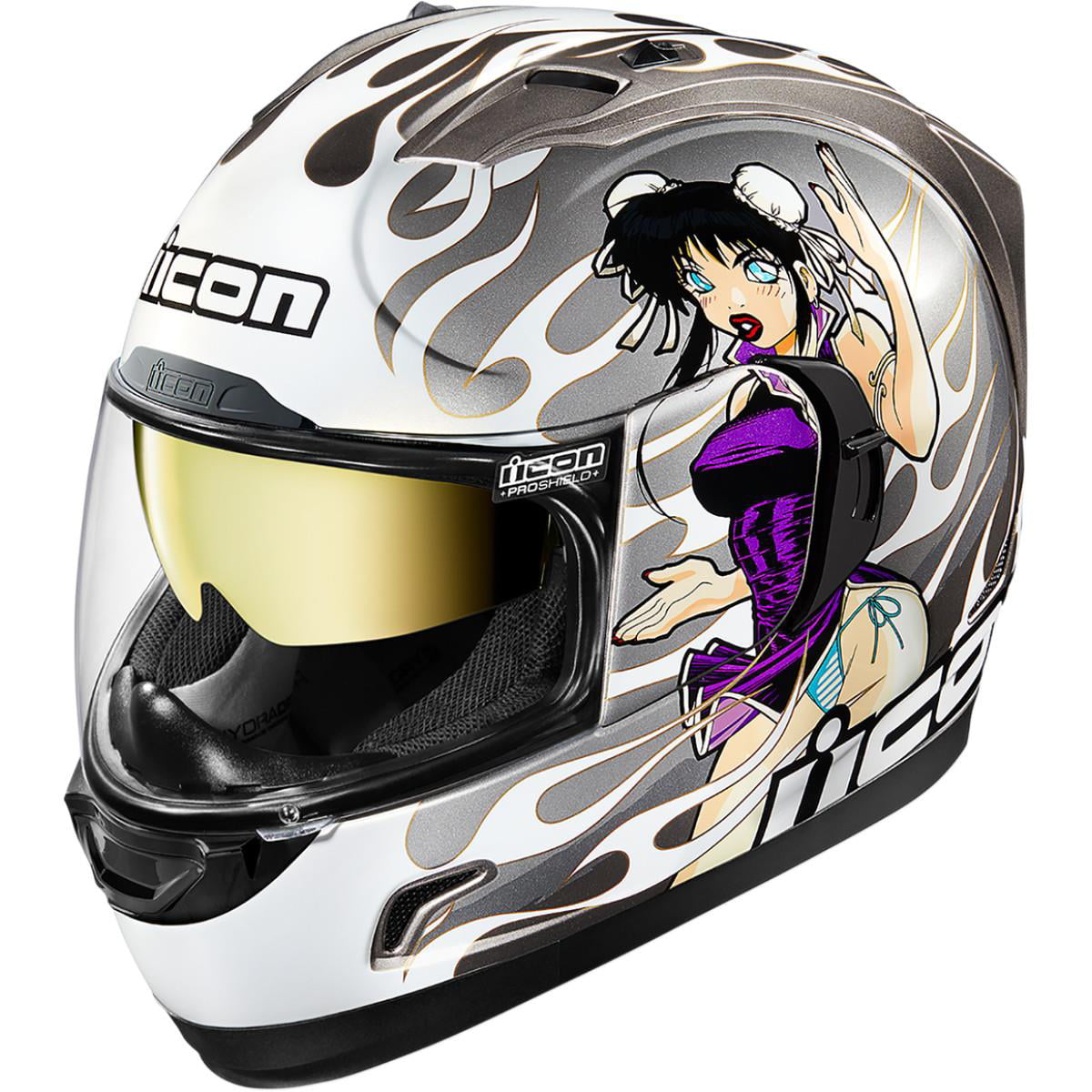 Icon Airflite Quicksilver Full Face Motorcycle Motorbike Helmet Silver