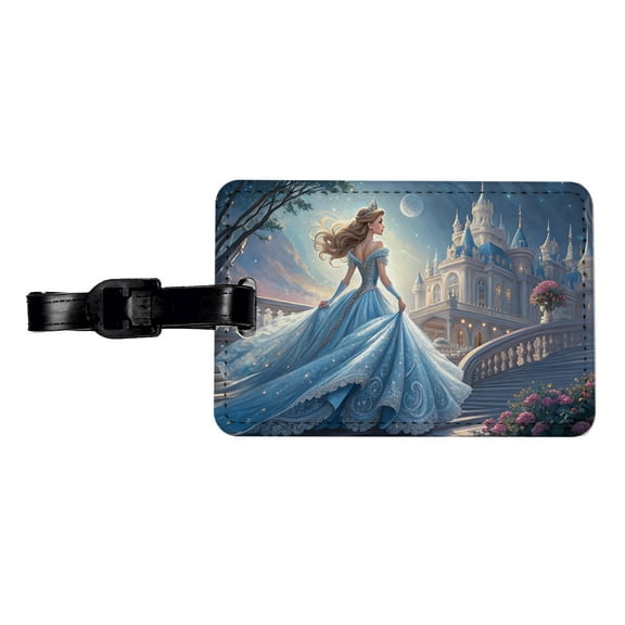 Fairy Tale Princess In Ball Gown Faux Leather Travel Luggage Tag