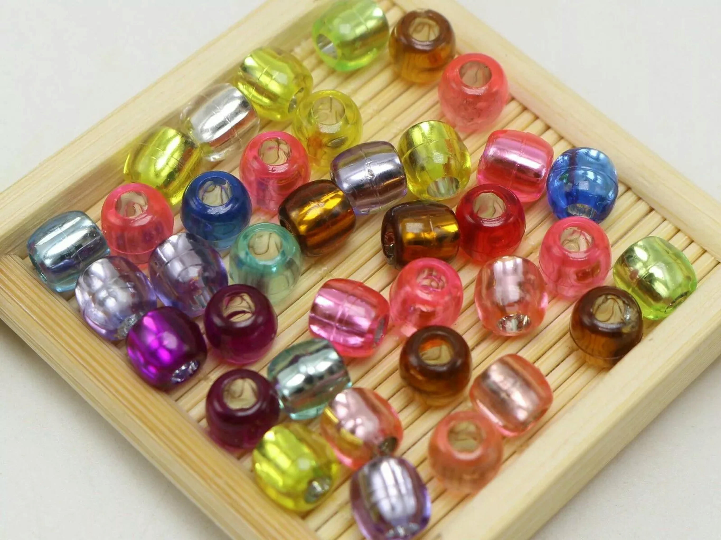 EOEMY 1000 Mixed Color Silver Foil Pony Barrel Beads 8X6mm Kandi Bracelet Wholesales