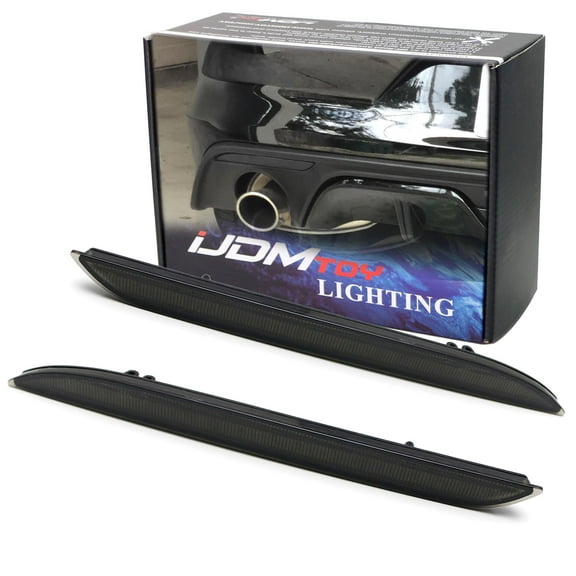 Black Smoked Lens Rear Bumper Reflector Lenses For 2015-2017 Ford Mustang, OE-Spec LH RH Assembly