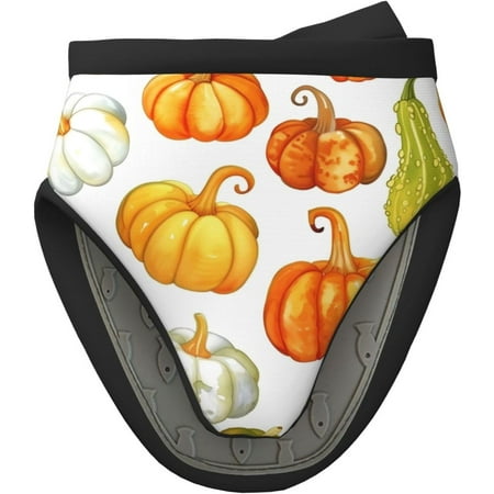 

PRIYAL Autumn Fall Pumpkins Mini Silicone Oven Mitts Set of 2 Heat Resistant Non Slip Oven Gloves Kitchen Pinch Mitts Hot Potholders for Baking Cooking BBQ