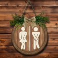 thumbnail image 4 of Huepoe Rustic Wooden Toilet Sign with Artificial Leaves – Gender Bathroom Decor for Home, Cafe, Restaurant, Bar (9.06"), 4 of 7