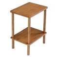 thumbnail image 2 of 2-Tier Wood End Table (Teak Finish) - Sturdy Fir Wood, Weather-Resistant, Indoor/Outdoor Use for Patio/Balcony/Living Room/Bedroom, 2 of 8