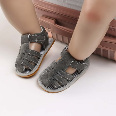 

BLTIBY Baby Boys Sandals Summer Shoes Rubber Sole Infant Toddler First Walkers Non-slip Outdoor Breathable Shoes Black 6-9 Months