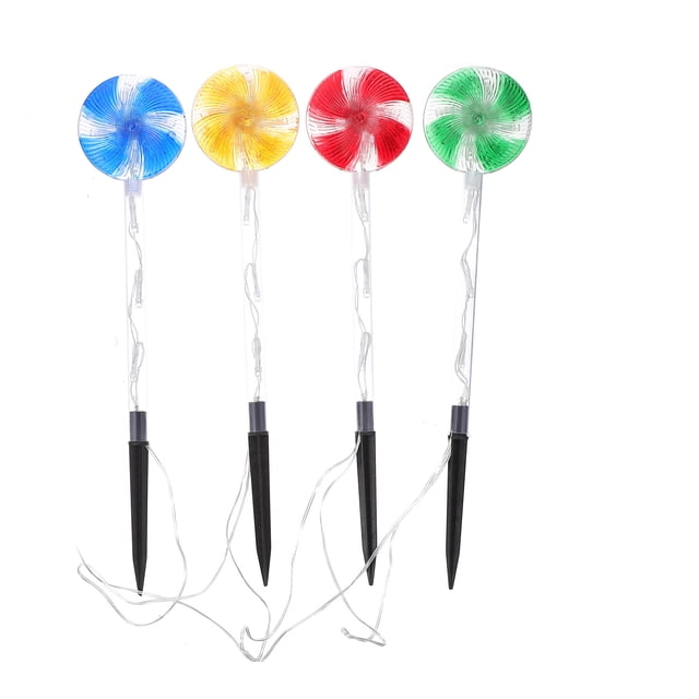 MasteelfCA 1 Set Xmas Solar LED Candy Ground Insert Light Solar Decorative Lollipop Lawn Lamp