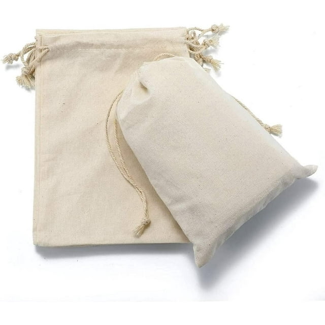 KUPOO 20PS Cotton Bags Cotton Muslin Bags Drawstring Muslin Bag for Wedding Party Favor and DIY Craft (8x10 Inch)