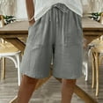 thumbnail image 5 of Women's Knee Length High Waist Drawstring Casual Summer Wide Leg Shorts, Gray S-3XL, 5 of 7