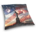 thumbnail image 3 of USA Flag Sunrise Fireworks Velvet Plush Throw Pillow Cushion Case Cover - 18" x 18" - Invisible Zipper Home Decor Floral for Couch Sofa No Pillow Insert, 3 of 5