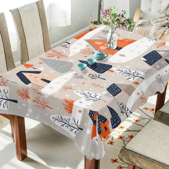 Yayeee Tablecloths 54" x 54" Rectangle Wrinkle Resistant Party Table Cover, Cartoon Gray Houses