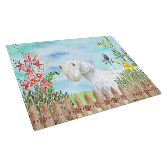 Caroline's Treasures Sealyham Terrier Spring Glass Cutting Board Large