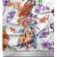 thumbnail image 1 of Soimoi Orange Rayon Fabric Floral,Insect & Parrot Bird Decor Fabric Printed BTY 56 Inch Wide, 1 of 3