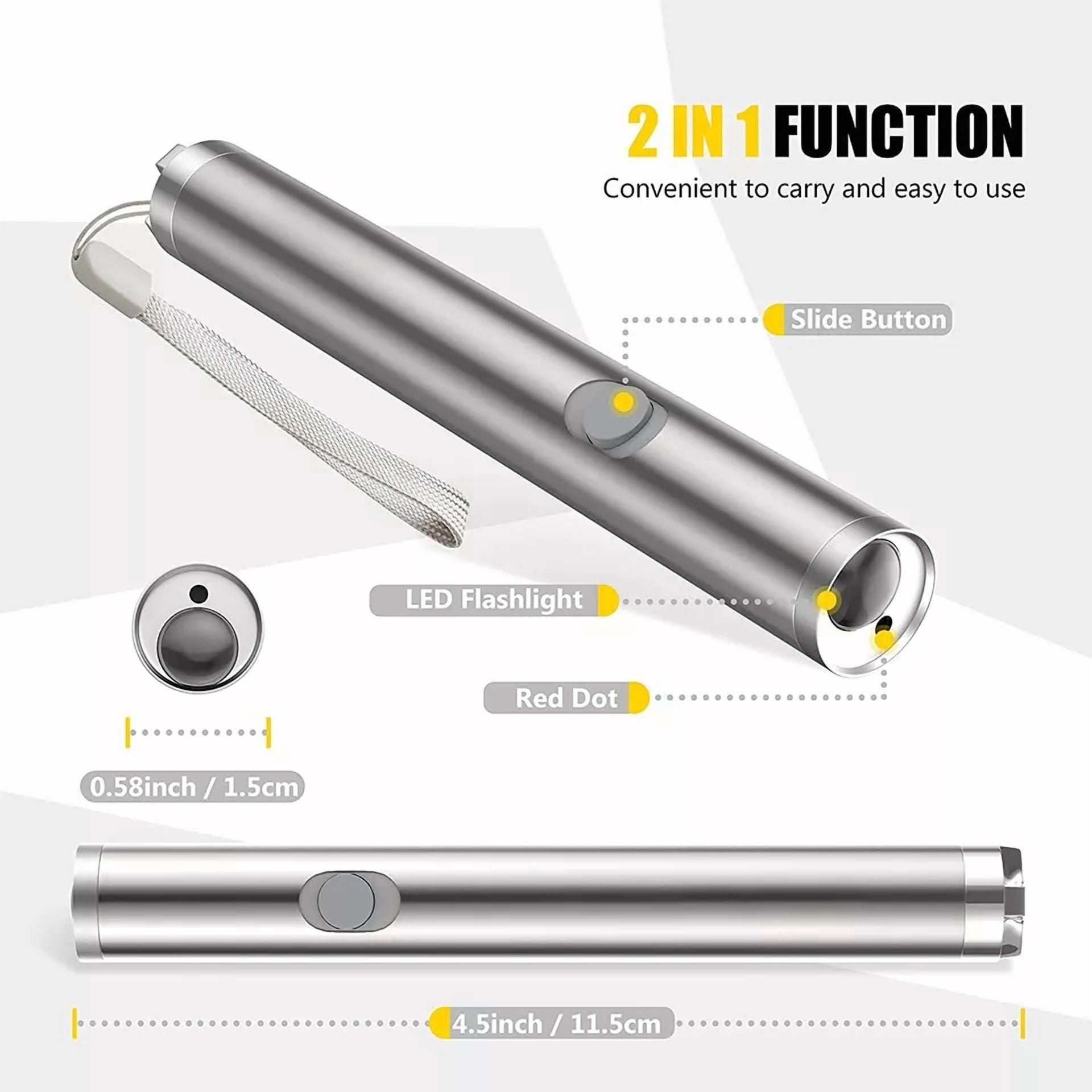 CIRCLE- 2 Pcs Cat Laser Toy Led Pointer Pen Visible 2 In 1 Cat Pet Toy Red Uv Flashlight