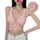thumbnail image 4 of Camiseta sin mangas con cuello en V profundo para mujer, camiseta sin mangas con encaje y flores de ganchillo, camiseta sin mangas con espalda embellecedora para verano, 4 of 8