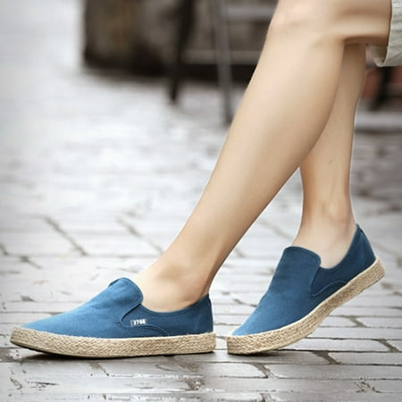 

HIBRO Linen Canvas Shoes Men s Lazy Fisherman Shoes Men s Straw Woven Canvas Shoes