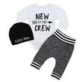 thumbnail image 4 of SYNPOS Newborn Baby Boy Clothes New to The Crew Letter Print Romper+Pants+Hat 3PCS Outfit 0-18 Months, 4 of 11