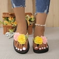thumbnail image 5 of oqasdz Slippers for Women Summer Woven Floral Open Toe Platform Sandals for Wide Feet Raised Heel Beach Slippers Flip Flops,Yellow, 5 of 7
