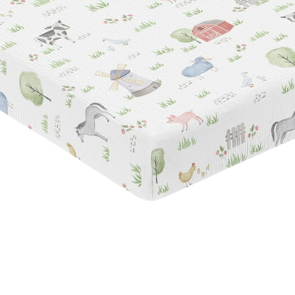 Sweet Jojo Designs Farm Animals Boy or Girl Gender Neutral Unisex 100% Cotton Muslin Fitted Crib Sheet