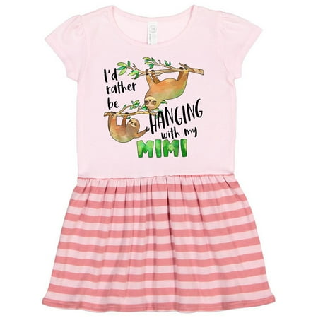 

Inktastic Id Rather Be Hanging with my Mimi- Cute Sloths Gift Toddler Girl Dress