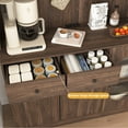 thumbnail image 4 of HIUU 71''Tall Freestanding Tall Pantry Cabinet with Drawers, Cabinet with Microwave Stand and Charge Station for Living Room,Kitchen (Walnut), 4 of 10
