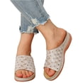 thumbnail image 6 of UDAUDU Women's Sandals Slides Wedge Open Toe Thick Sole Lightweight Slip Resistant Cozy Roman Style Beach Sandal Summer Walking Shoes Light Gray 7 Wide, 6 of 6