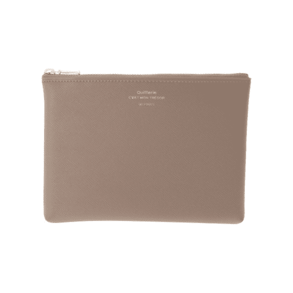 Delfonics Quitterie Pouch: 6.7 in. x 5.1 in. (Greige) medium