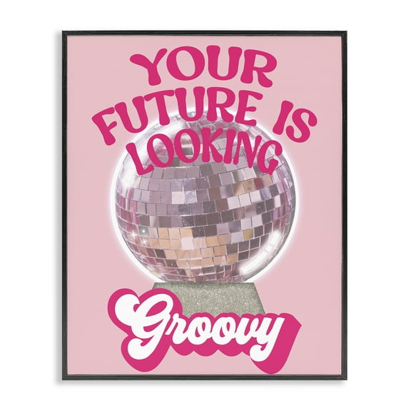 Stupell Industries Future Looking Groovy Disco Text & Numbers Painting Black Framed Art Print Wall Art, 11 x 14