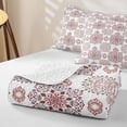 thumbnail image 4 of jejeloiu Boho Mandala Twin Quilt Set For Men Women,Geometric Pattern Twin Coverlet Set,White Red,2 Pieces, 4 of 7