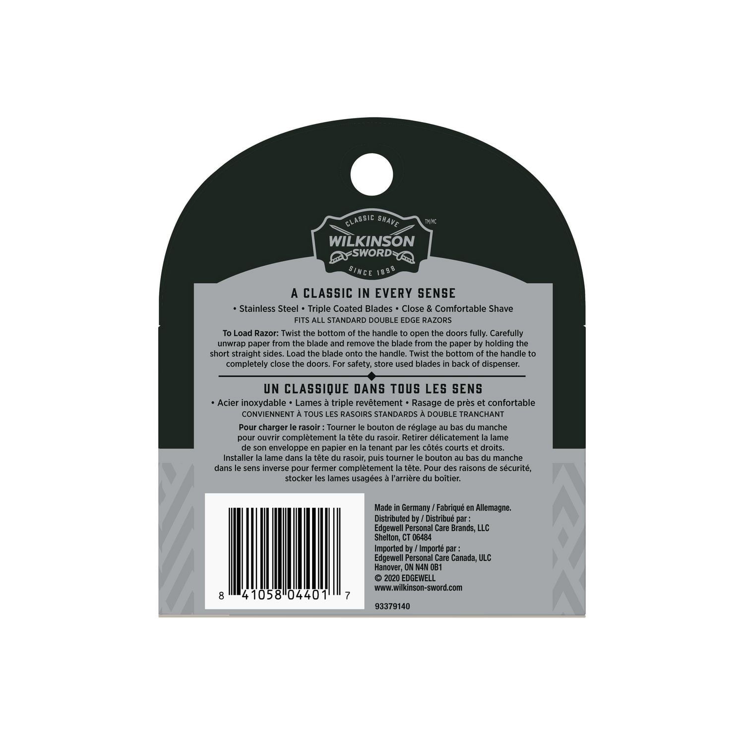 Lames classiques pour rasoir de sécurité à double tranchant de Wilkinson Sword Recharge de 5 lames