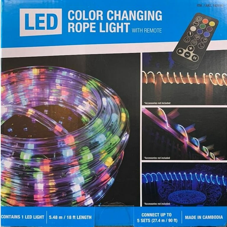 procent Danmark flyde over Intertek LED Color Changing 18ft Rope Light with Remote - LED Lighting for  Bedroom - Walmart.com