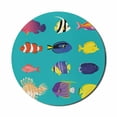 thumbnail image 1 of Colorful Mouse Pad for Computers, Aquatic Scene of Different Fish Shapes and Types Nautical Lifestyle, Round Non-Slip Thick Rubber Modern Mousepad, 8" Round, Dark Seafoam Multicolor, by Ambesonne, 1 of 2