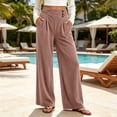 thumbnail image 2 of Sevevn Women's Soft Thick Vertical Rib Wide Leg Casual Pants High Waist Pleated Design With Side Pockets Fall Daily Wear Pants, 2 of 7